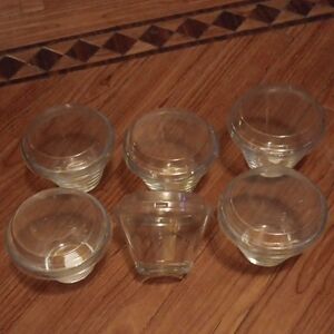 6 Clear Glass Bowls Set